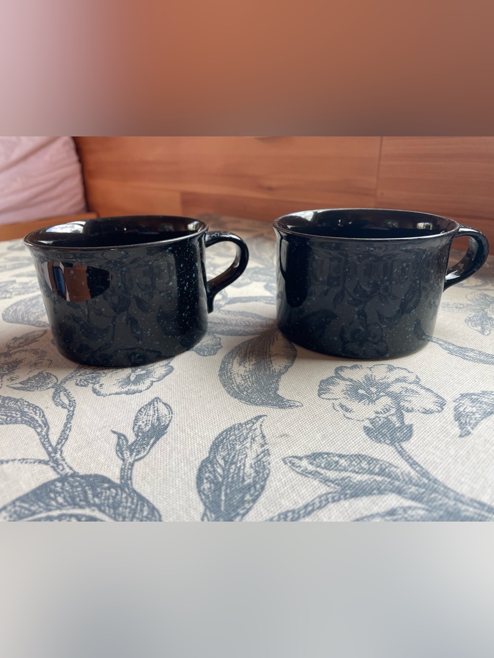 Mikasa Ultrastone Mugs - Set of 2 Black Granite Pattern Stoneware Made in Japan